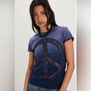 Free People X Tricia Fix Love Lace Tee Size Small NWT